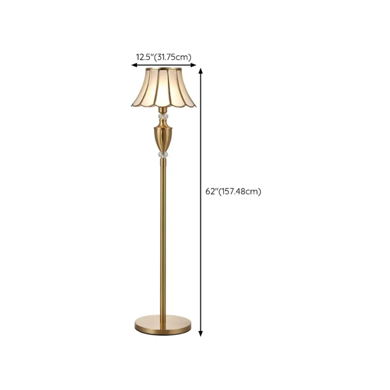 Traditional Gold Floor Lamp with Crystal Accents for Living Room #size