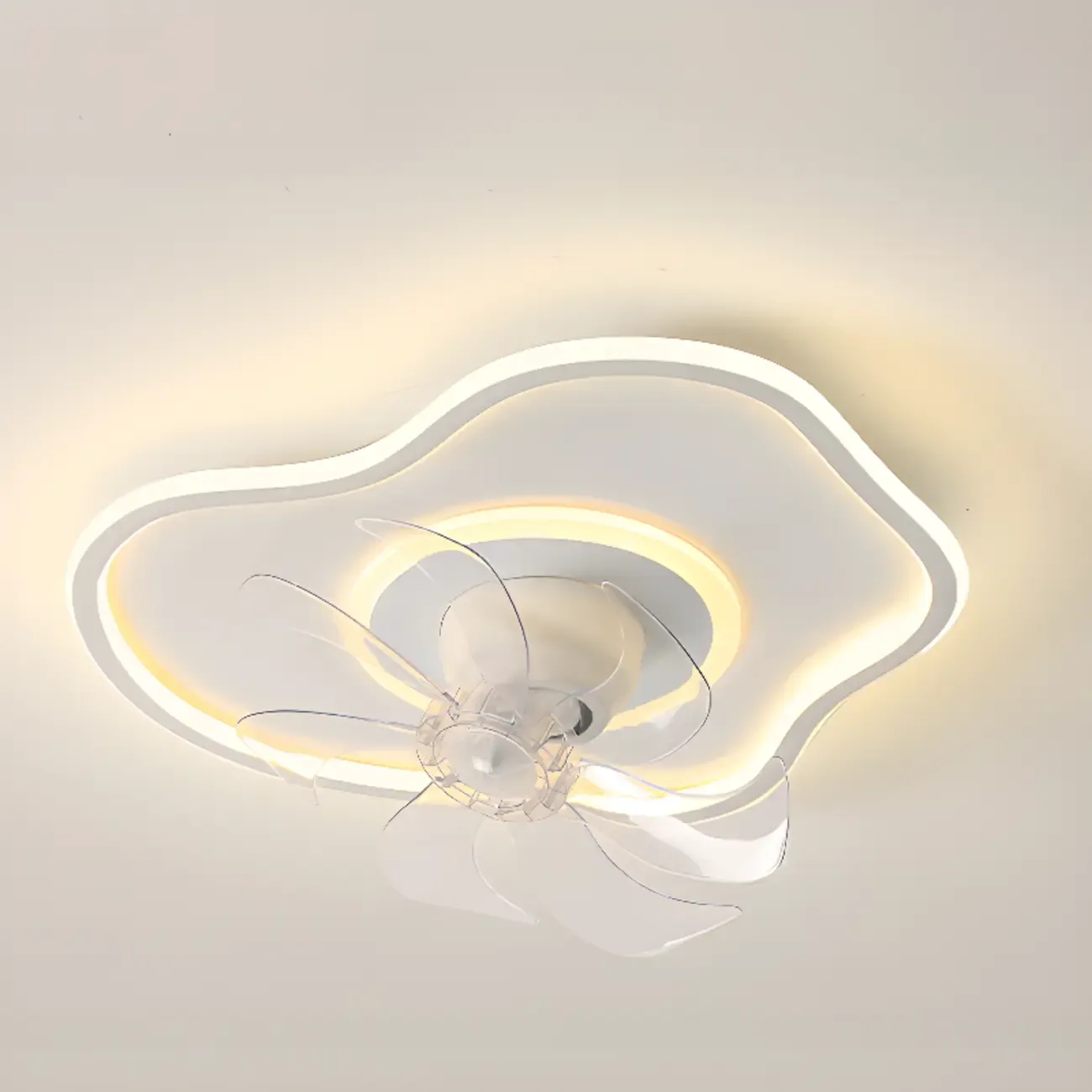 Recessed White Ceiling Fan with Light