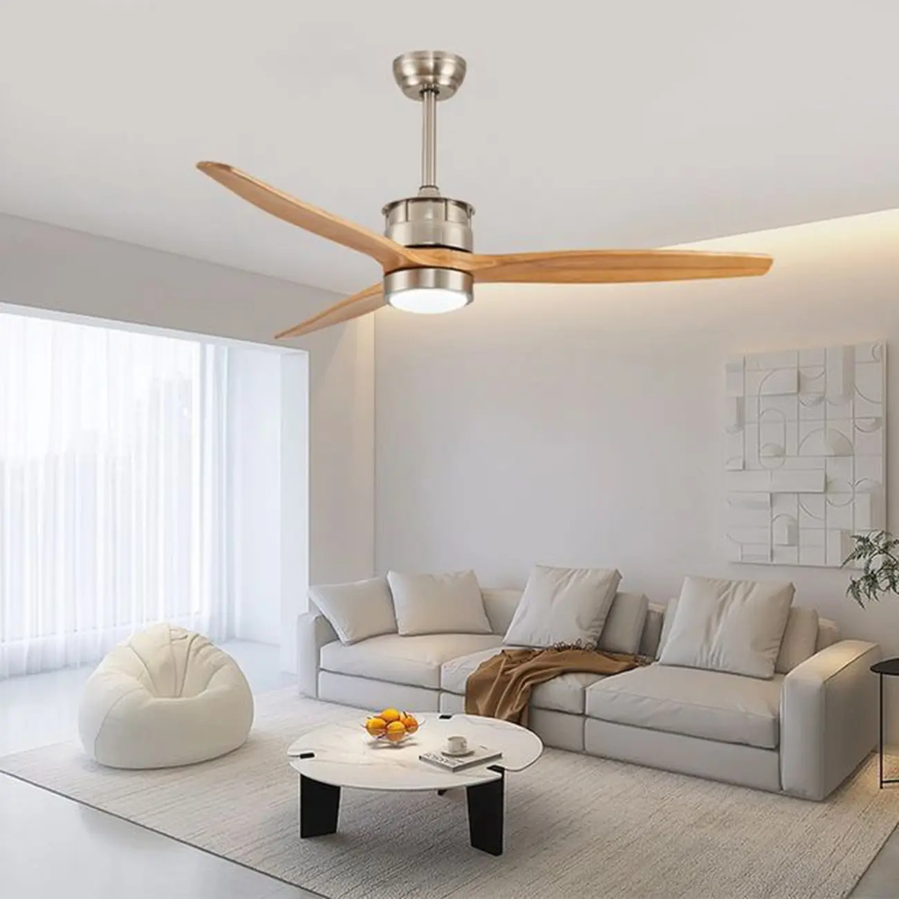 Classic 52-Inch Solid Wood Ceiling Fan with LED Light  Image - 1 | homeyfad