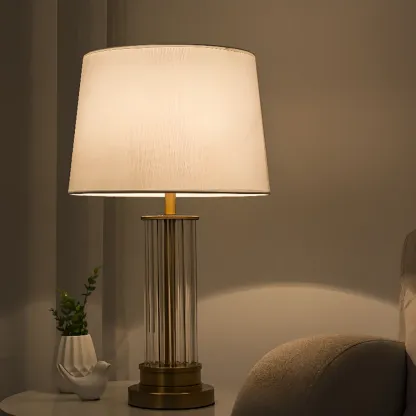 Modern Gold Metal Fabric LED Table Lamp for Bedroom  Image - 4