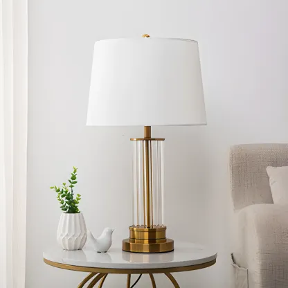 Modern Gold Metal Fabric LED Table Lamp for Bedroom  Image - 3