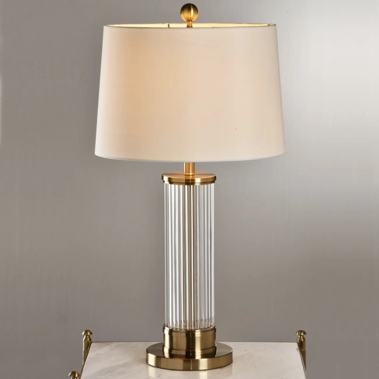 Modern Gold Metal Fabric LED Table Lamp for Bedroom  Image - 7 | homeyfad