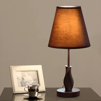 Elegant Modern Wood Fabric	Black  LED Table Lamp Dimmable  Image - 8