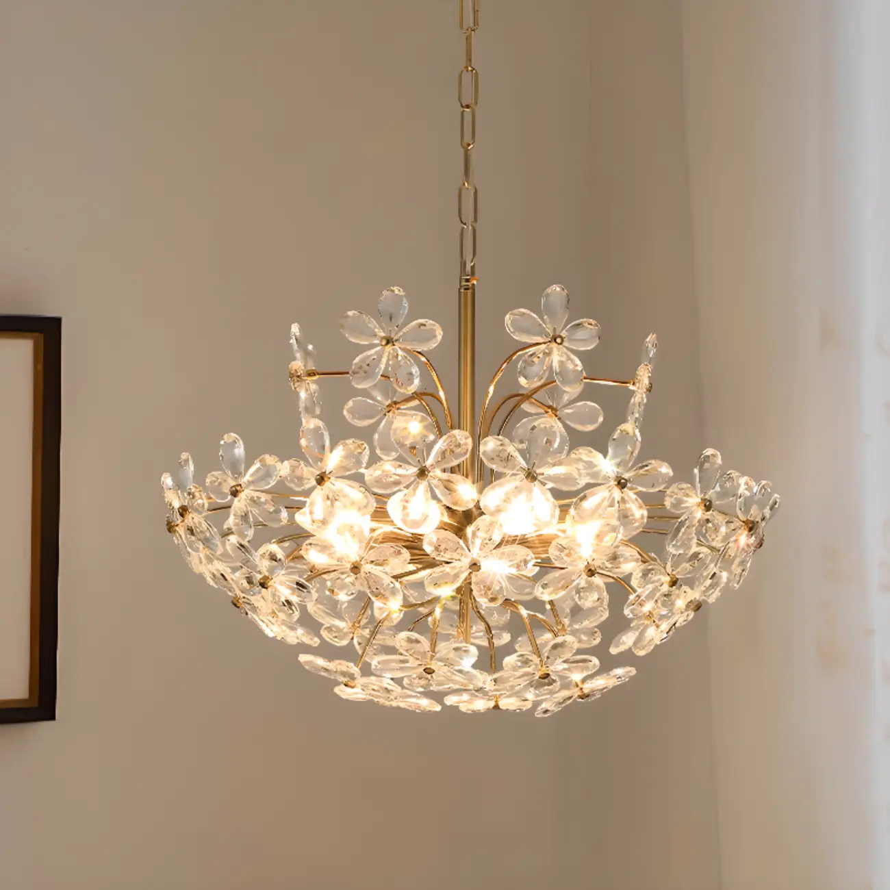 Adjustable Elegant Floral Crystal Chandelier Image - 1 | homeyfad