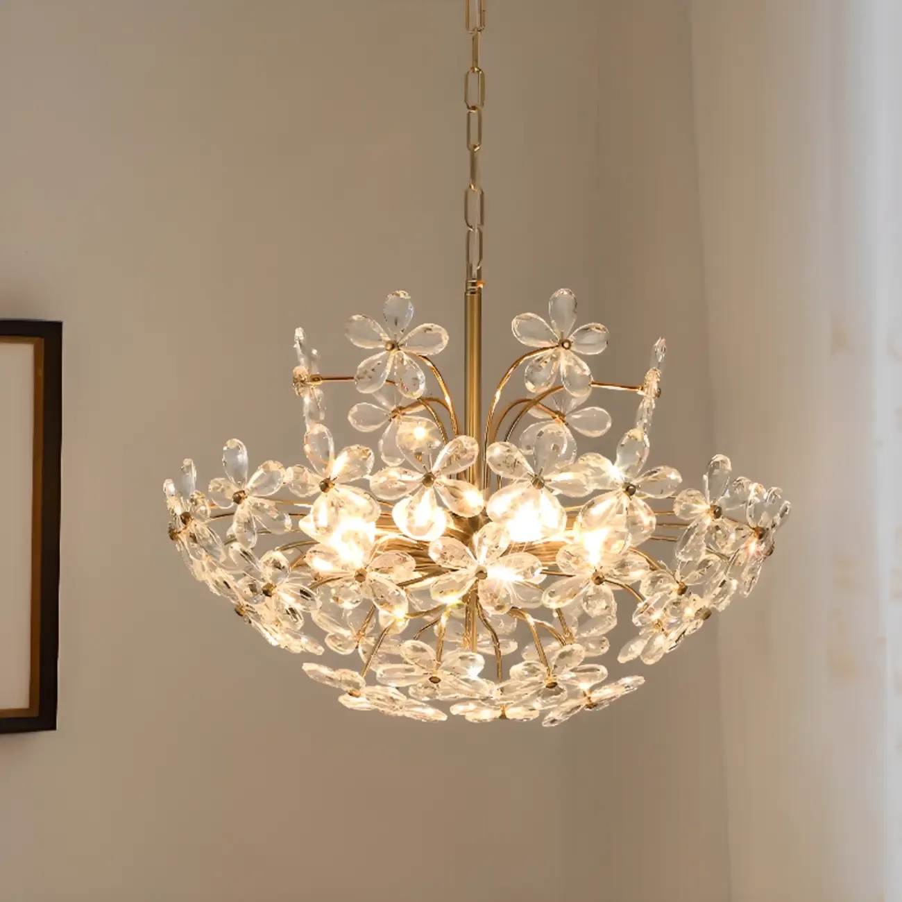 Adjustable Elegant Floral Crystal Chandelier Image - 1