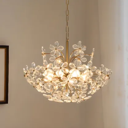Adjustable Elegant Floral Crystal Chandelier Image - 1