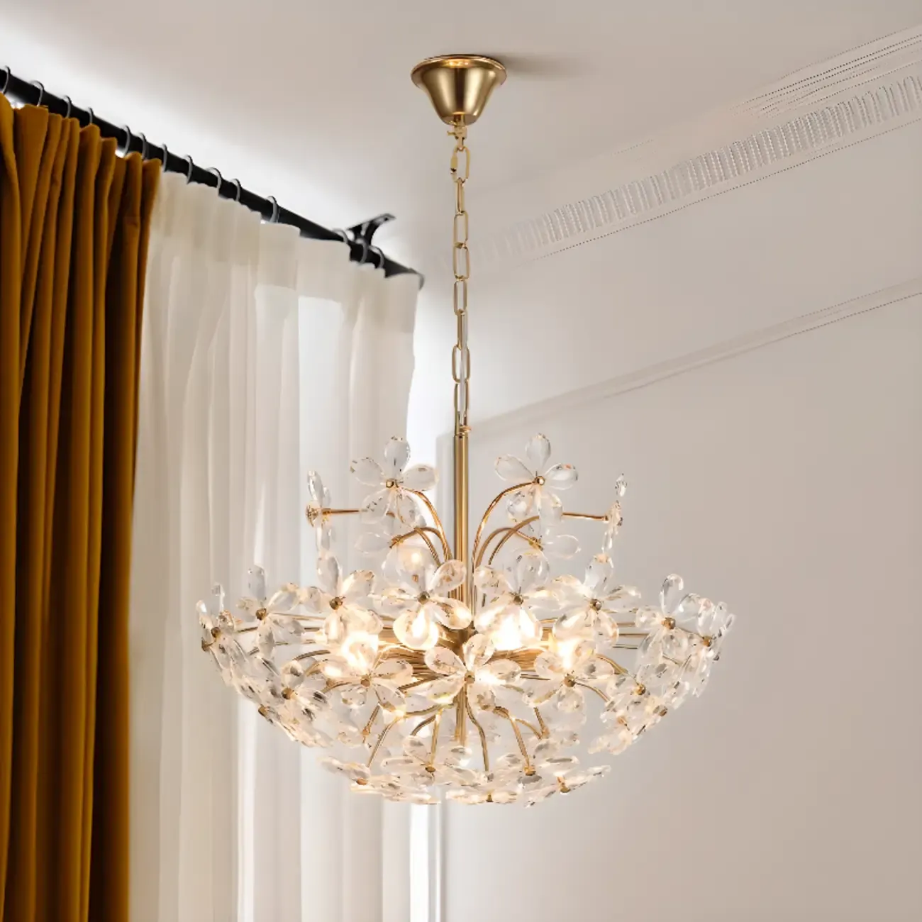 Adjustable Elegant Floral Crystal Chandelier Image - 3