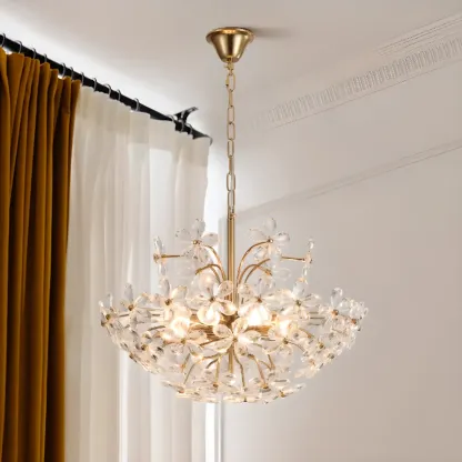 Adjustable Elegant Floral Crystal Chandelier Image - 3