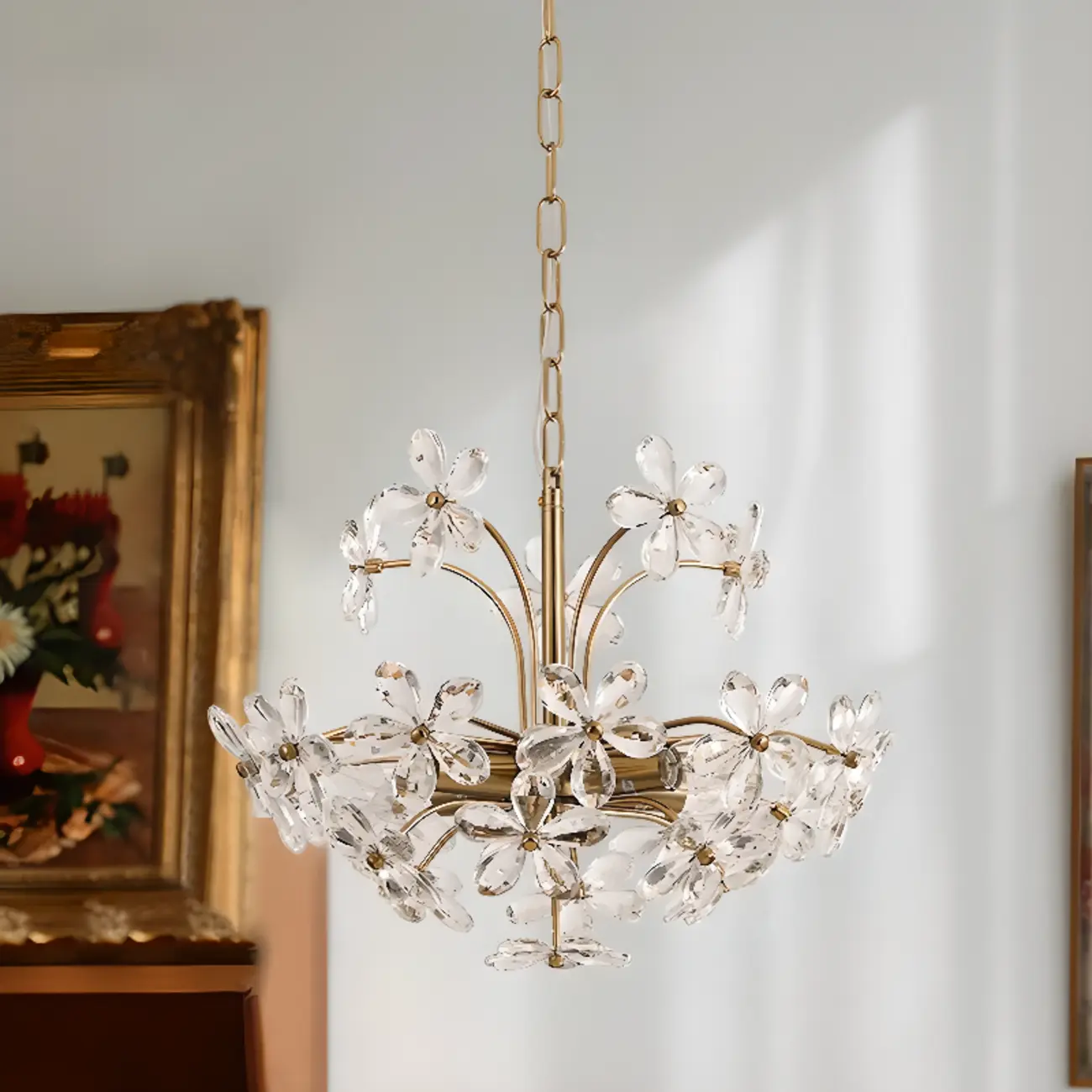 Adjustable Elegant Floral Crystal Chandelier Image - 4 | homeyfad