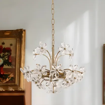 Adjustable Elegant Floral Crystal Chandelier Image - 4