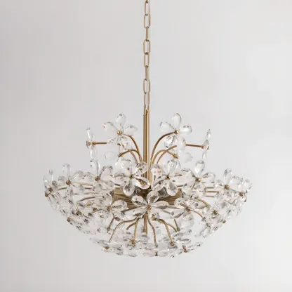 Adjustable Elegant Floral Crystal Chandelier Image - 5