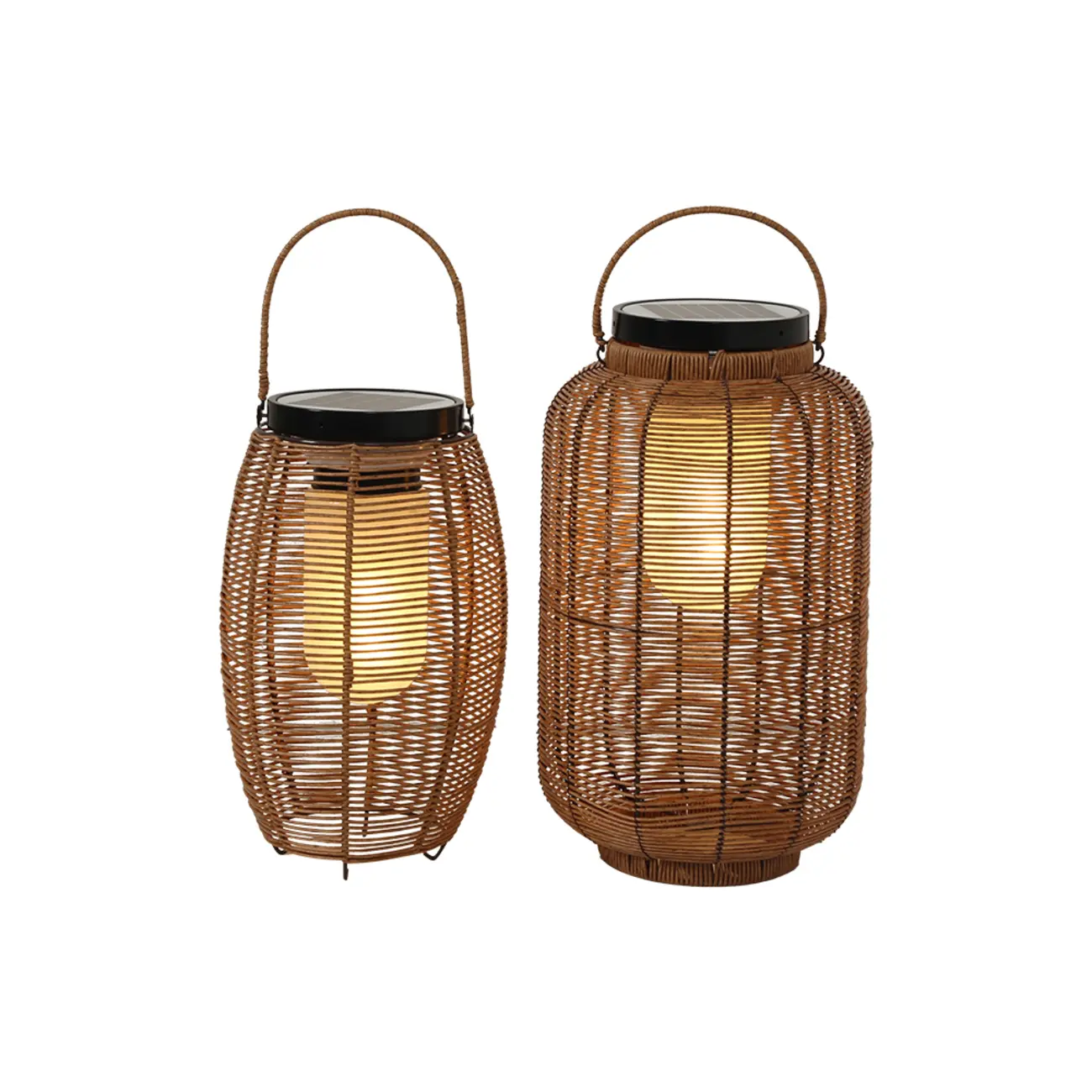 Solar Brown Woven Lantern Post Cap Light Image - 7 | homeyfad