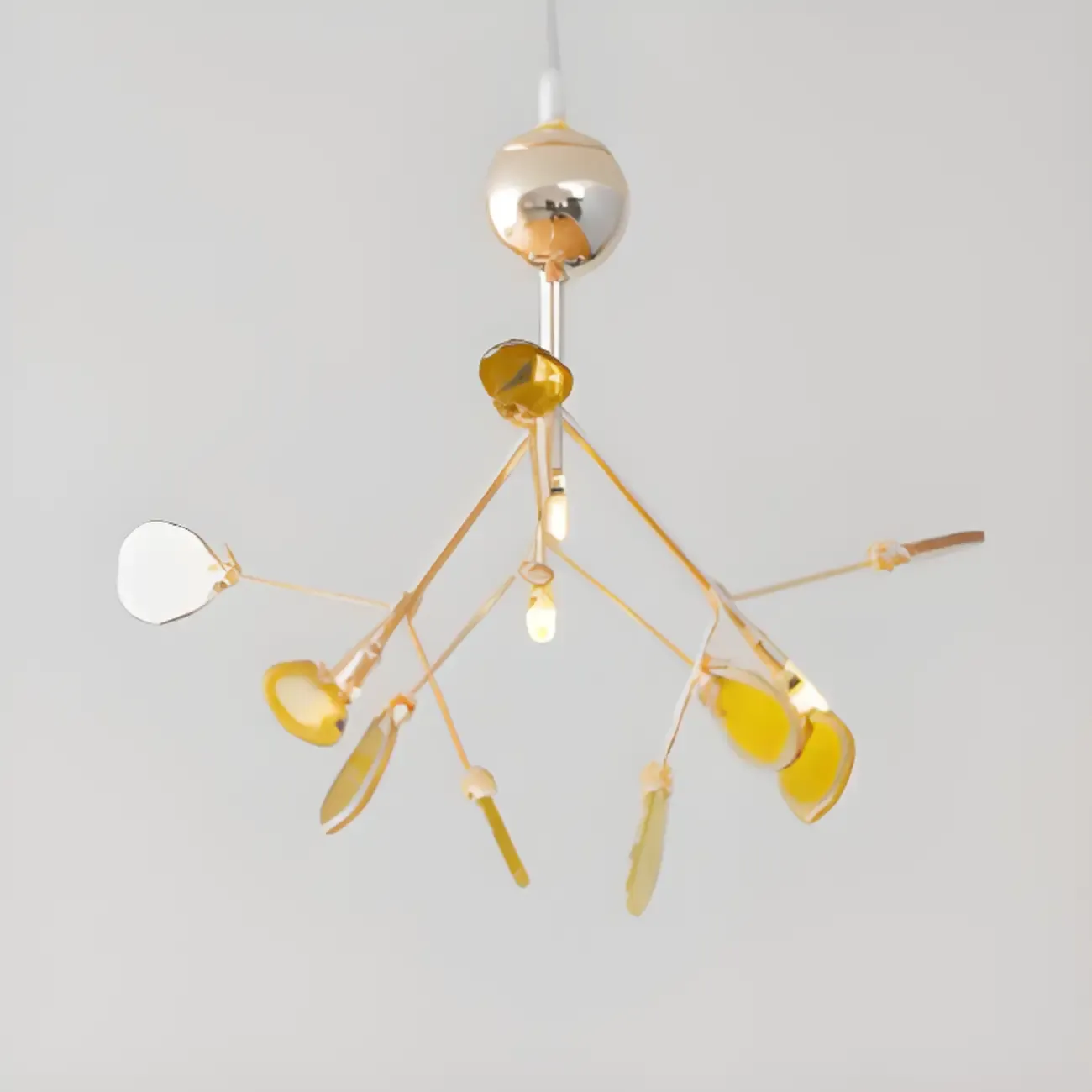 Colorful Agate Stone Circular Ring Branches Chandelier Image - 8