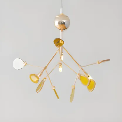 Colorful Agate Stone Circular Ring Branches Chandelier Image - 8