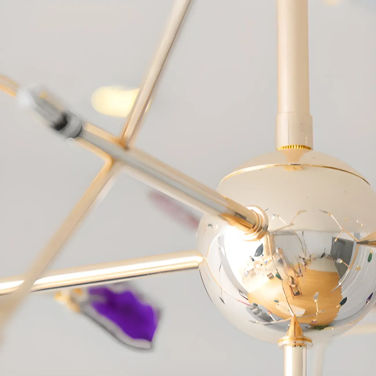 Colorful Agate Stone Circular Ring Branches Chandelier Image - 12