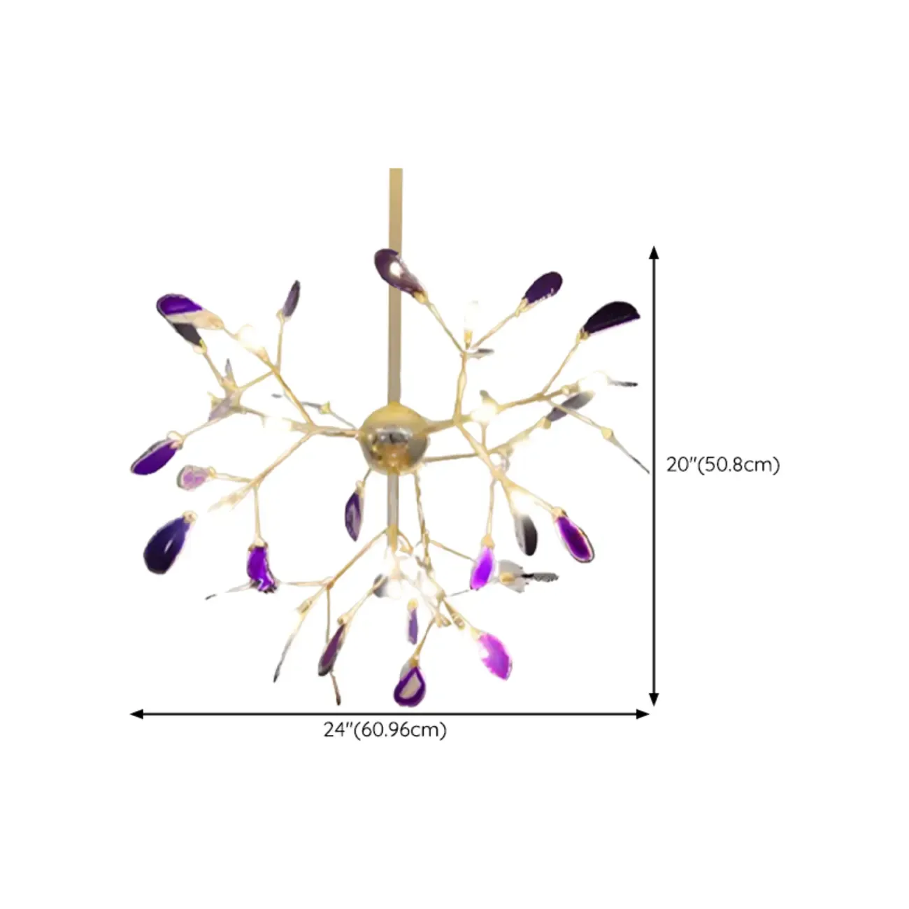 Colorful Agate Stone Circular Ring Branches Chandelier Image - 14