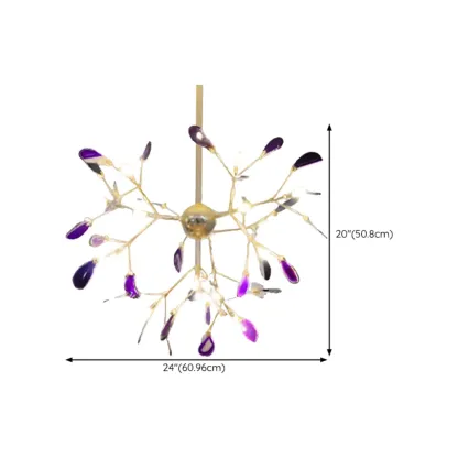 Colorful Agate Stone Circular Ring Branches Chandelier Image - 14