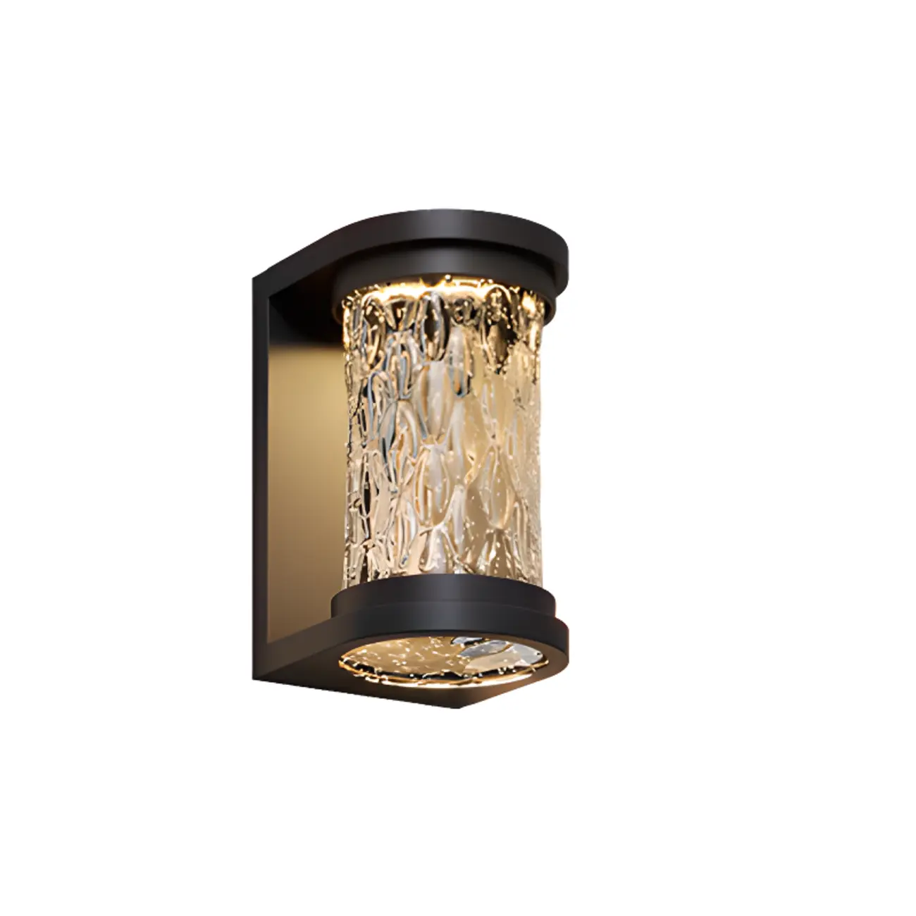 Modern Black Cylinder Ribbed Glass Outdoor Wall Light | homeyfad