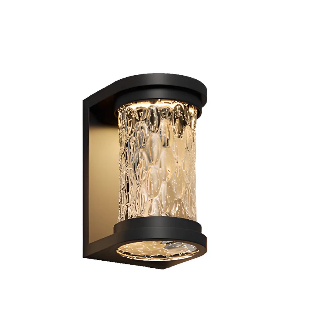Modern Black Cylinder Ribbed Glass Outdoor Wall Light | homeyfad