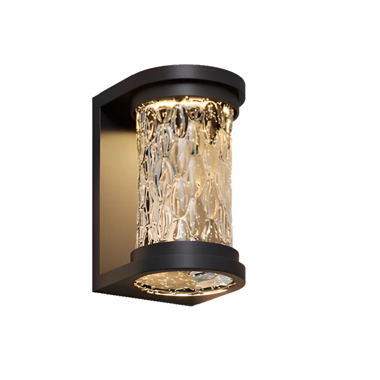 Modern Black Cylinder Ribbed Glass Outdoor Wall Light | homeyfad