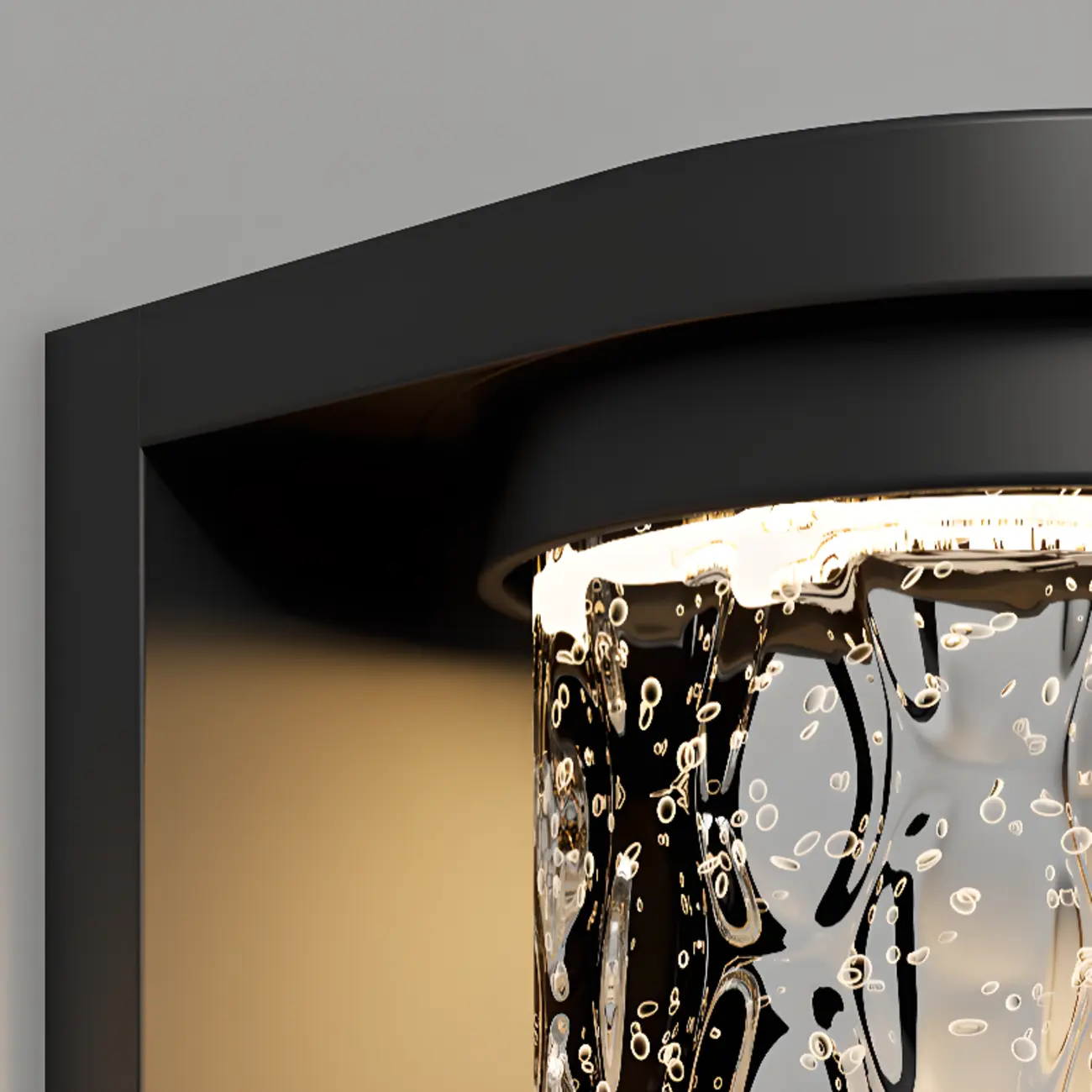 Modern Black Cylinder Ribbed Glass Outdoor Wall Light | homeyfad