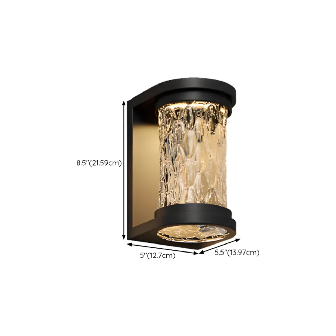 Modern Black Cylinder Ribbed Glass Outdoor Wall Light | homeyfad