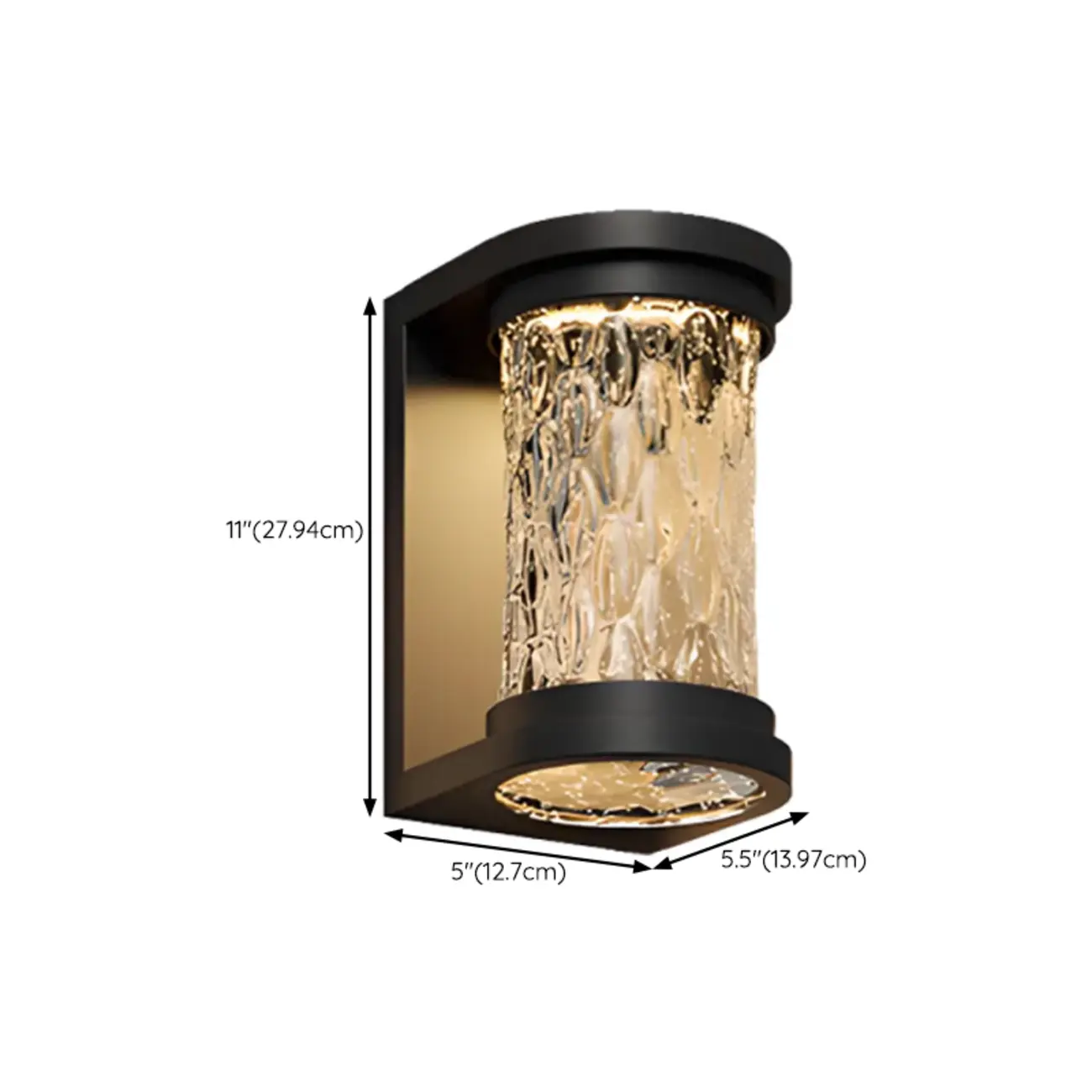 Modern Black Cylinder Ribbed Glass Outdoor Wall Light | homeyfad