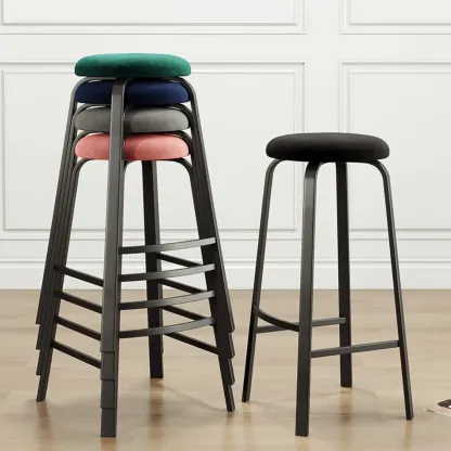 Minimalist Round Stackable Footrest Bar Stools Image - 10