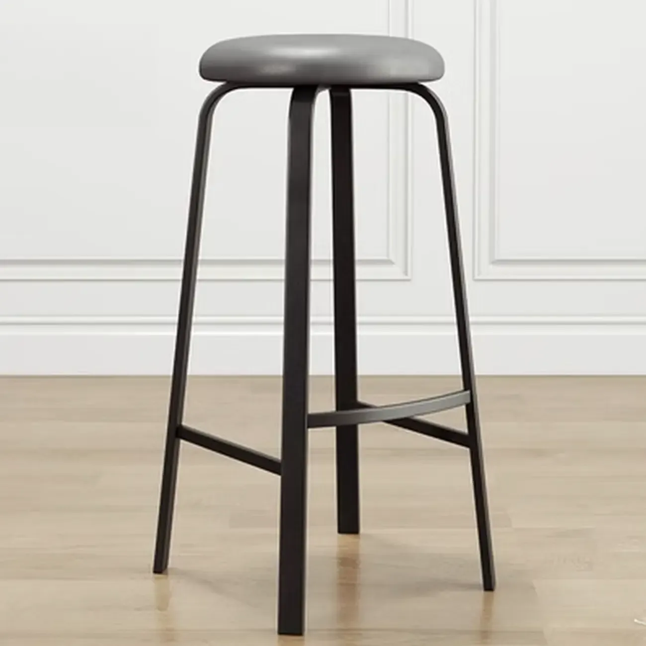 Minimalist Round Stackable Footrest Bar Stools Image - 3