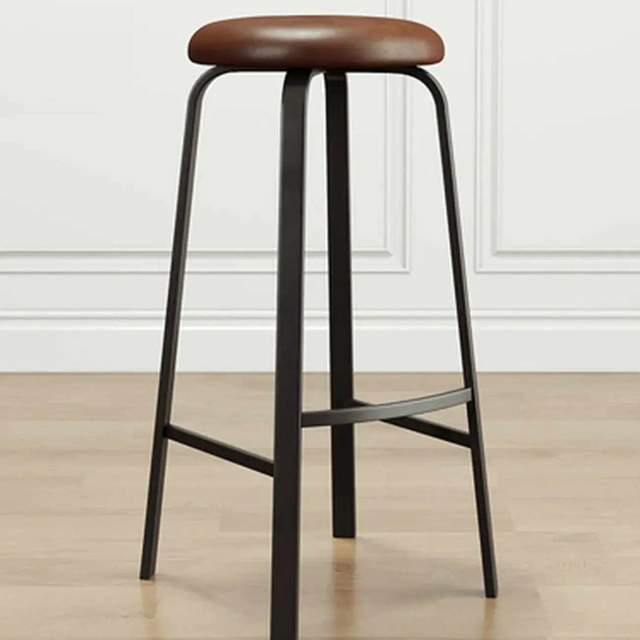 Minimalist Round Stackable Footrest Bar Stools Image - 2