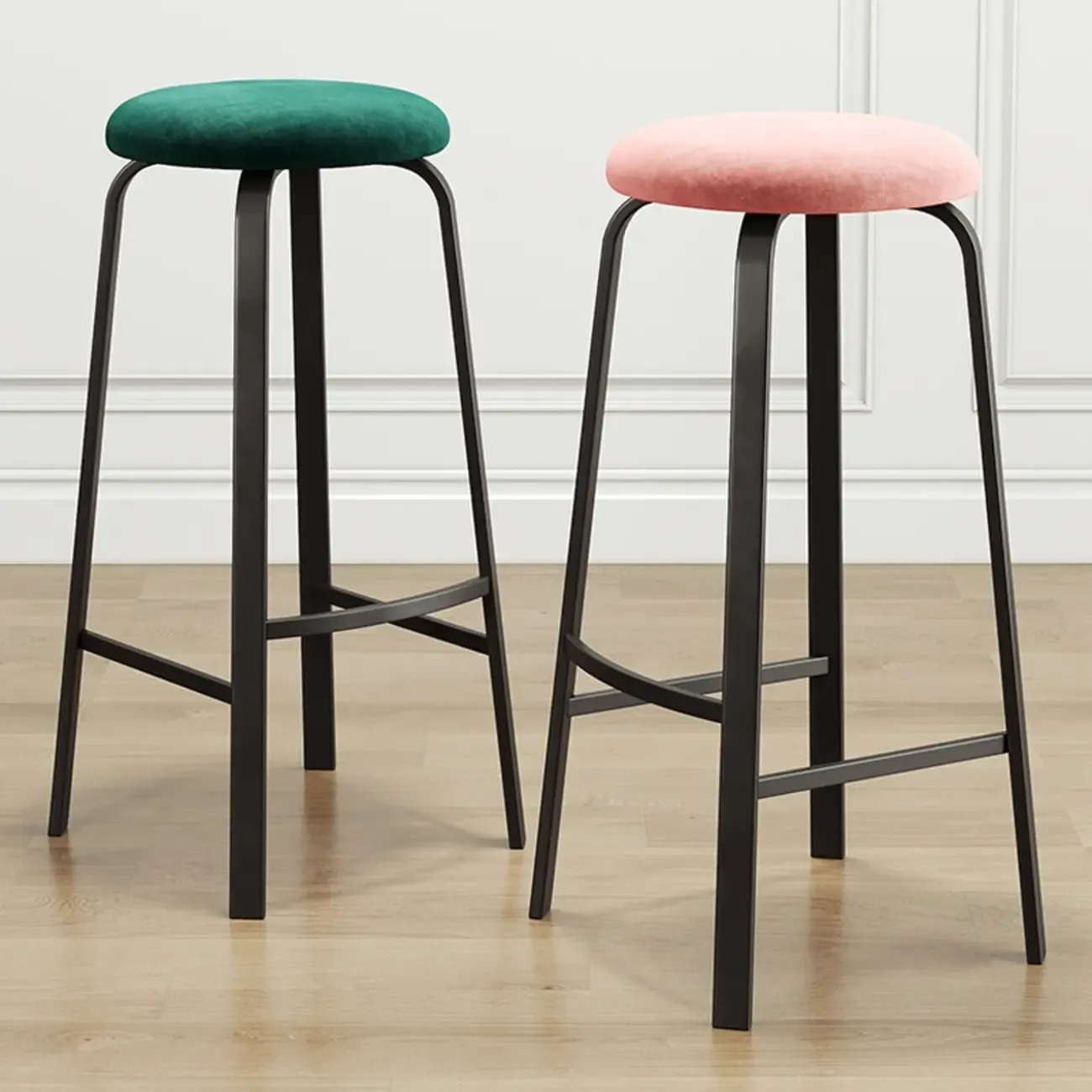 Minimalist Round Stackable Footrest Bar Stools Image - 7
