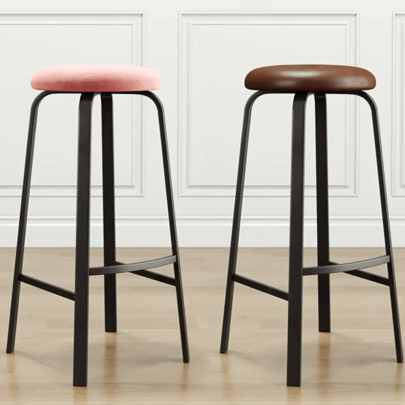 Minimalist Round Stackable Footrest Bar Stools Image - 9