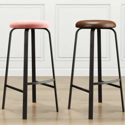 Minimalist Round Stackable Footrest Bar Stools Image - 9