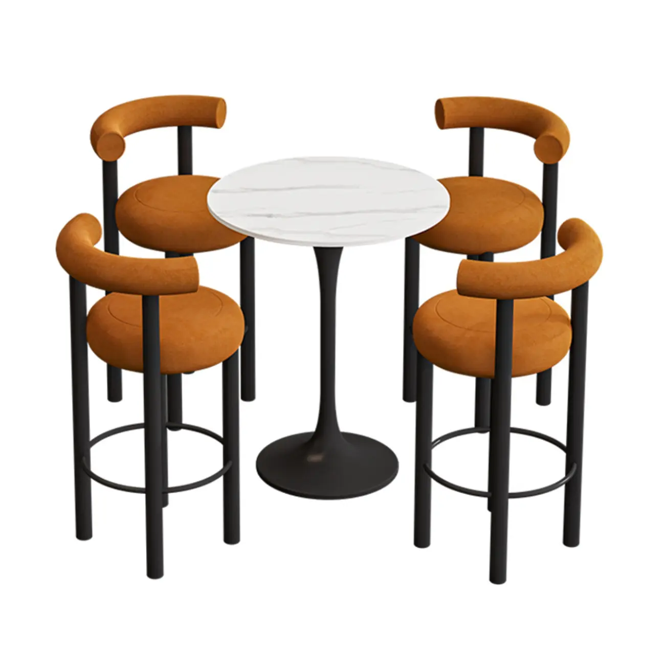 Modern Black Round Upholstered Bar Stool | homeyfad