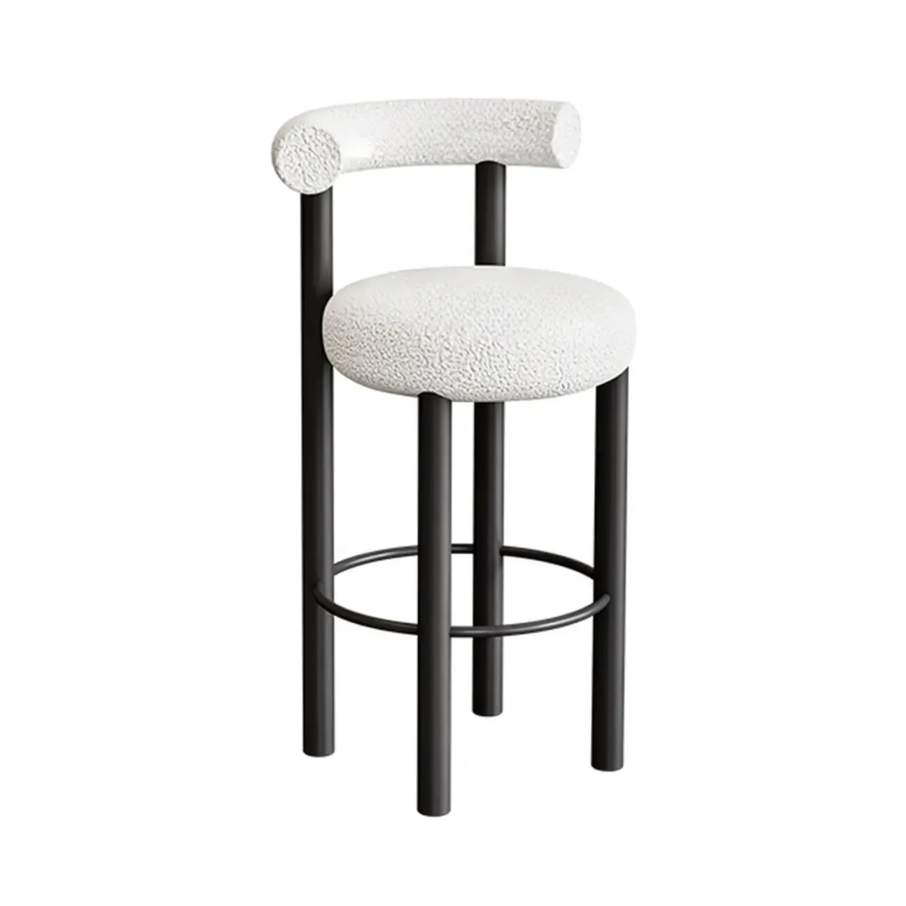Modern Black Round Upholstered Bar Stool | HomeyFad