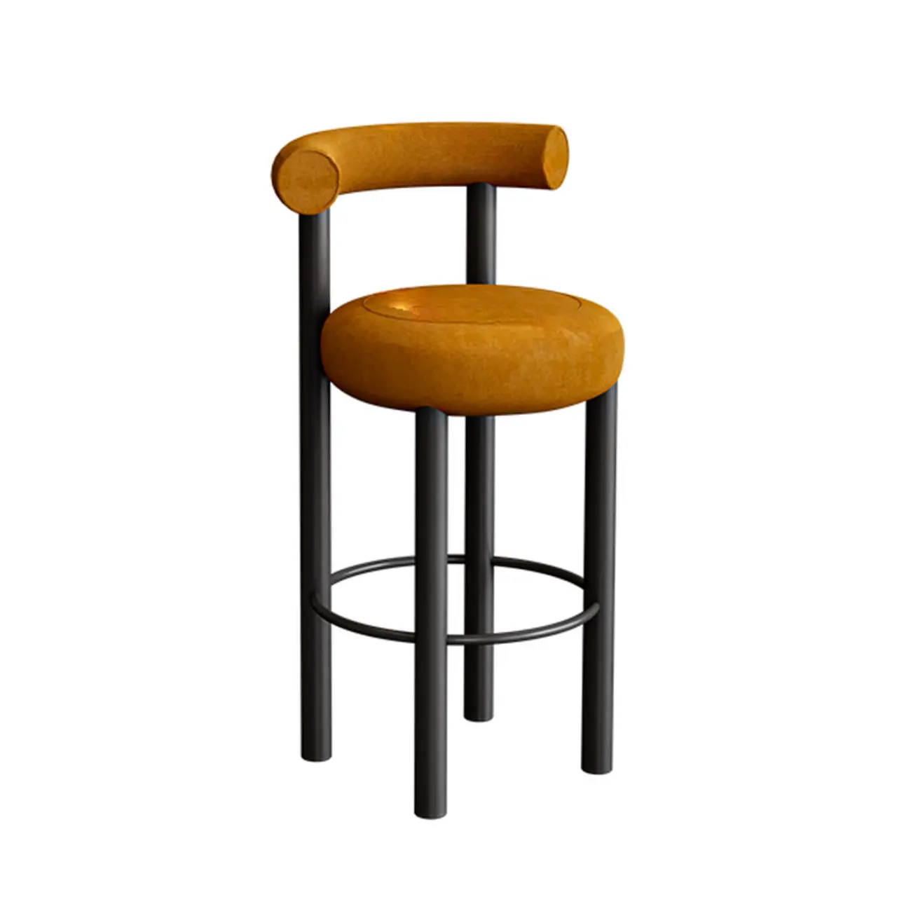 Modern Black Round Upholstered Bar Stool | homeyfad