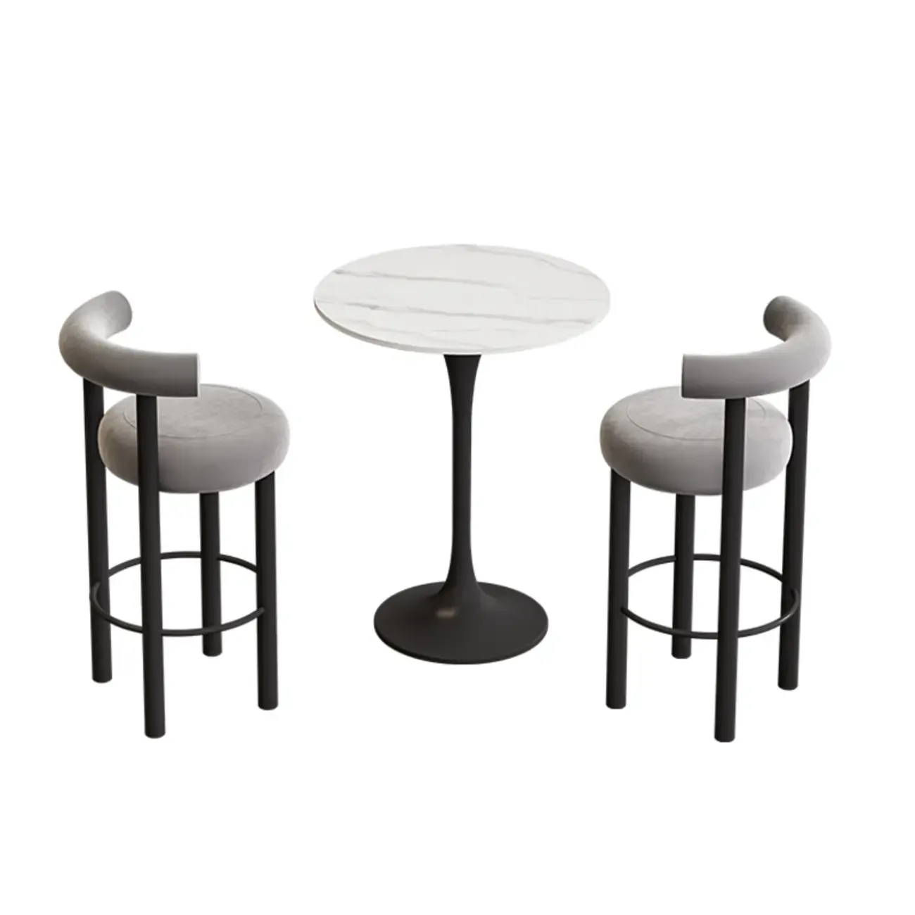 Modern Black Round Upholstered Bar Stool