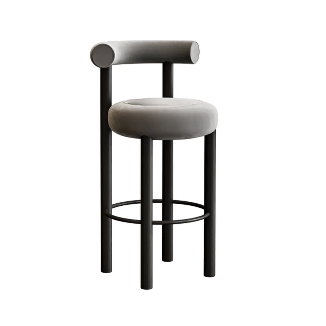 Modern Black Round Upholstered Bar Stool | homeyfad