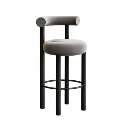 Modern Black Round Upholstered Bar Stool