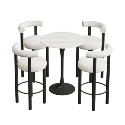 Modern Black Round Upholstered Bar Stool