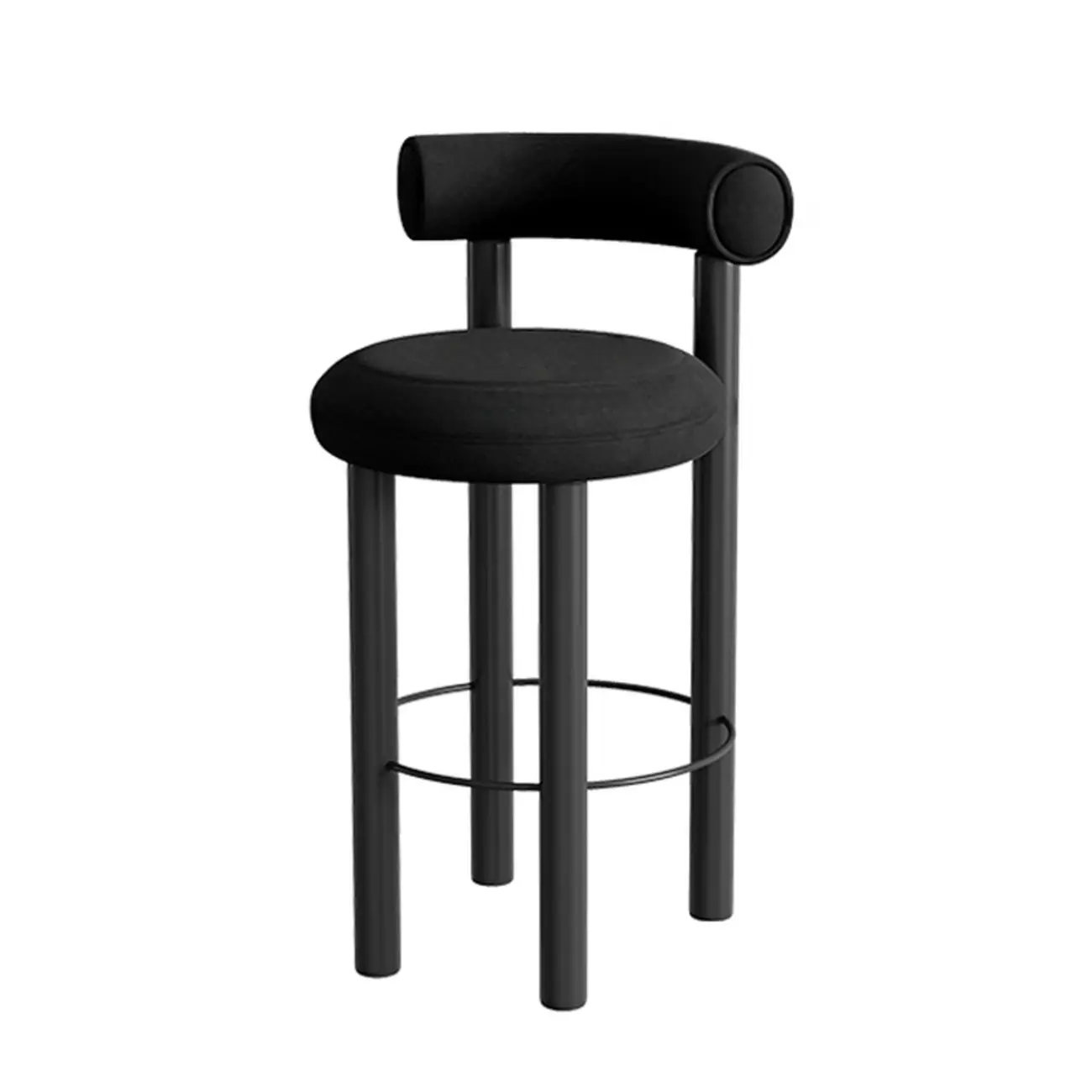Modern Black Round Upholstered Bar Stool | homeyfad