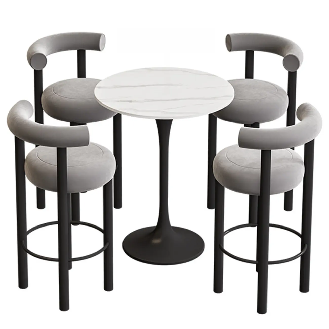 Modern Black Round Upholstered Bar Stool | homeyfad