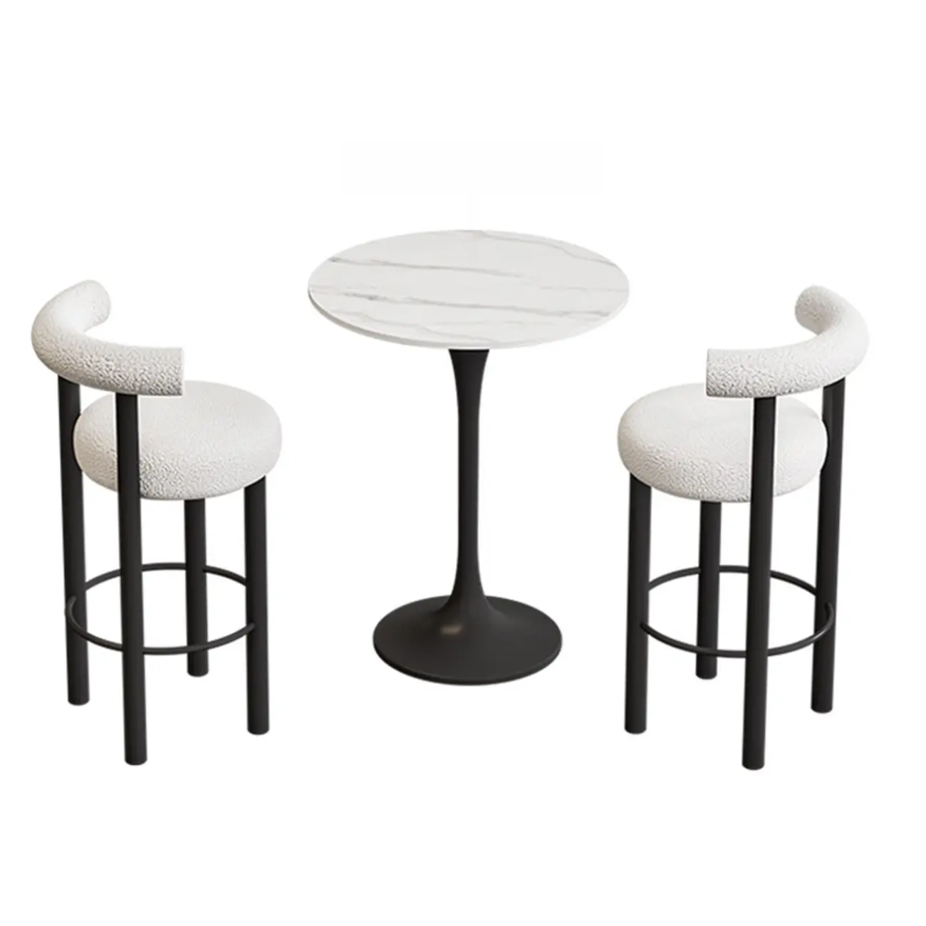 Modern Black Round Upholstered Bar Stool | homeyfad