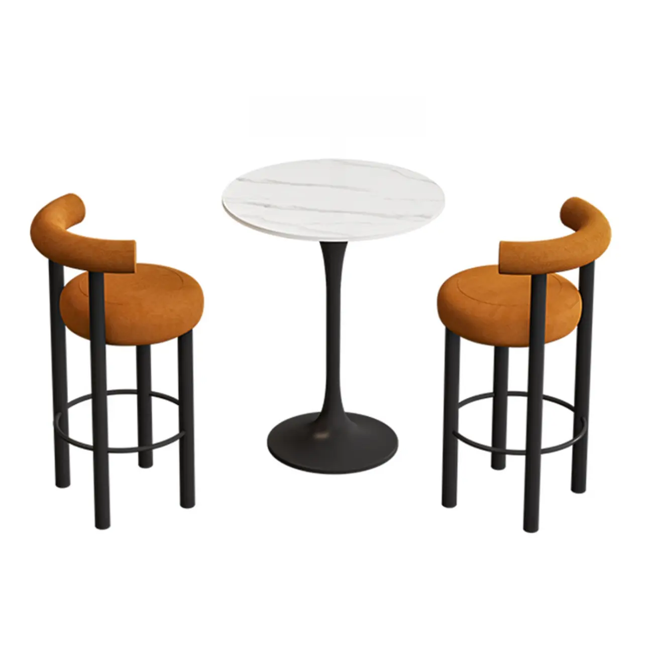 Modern Black Round Upholstered Bar Stool | homeyfad