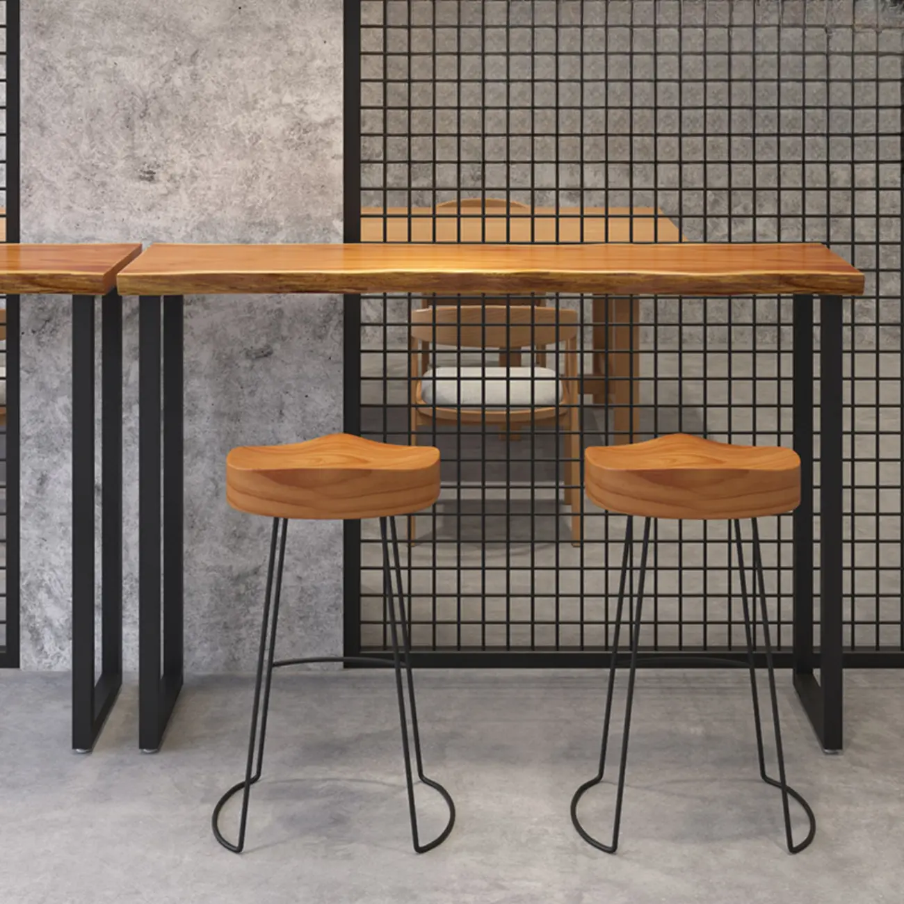 Wooden Top Modern Bar Table Metal Sled Base for Kitchen Image - 3 | homeyfad