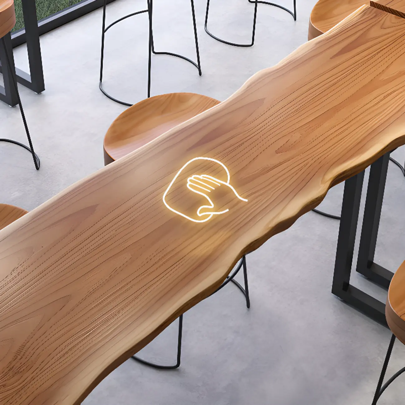 Wooden Top Modern Bar Table Metal Sled Base for Kitchen Image - 8 | homeyfad