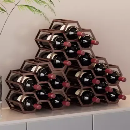 Freestanding Metal Wine Rack Hexagon Tabletop Bottle Holder