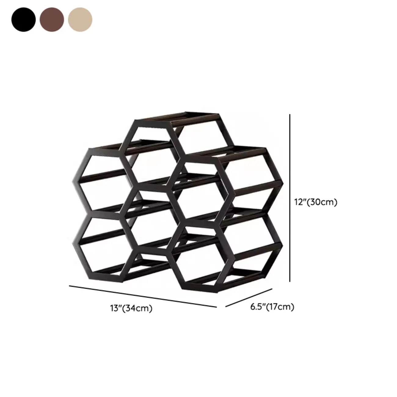 Freestanding Metal Wine Rack Hexagon Tabletop Bottle Holder #size
