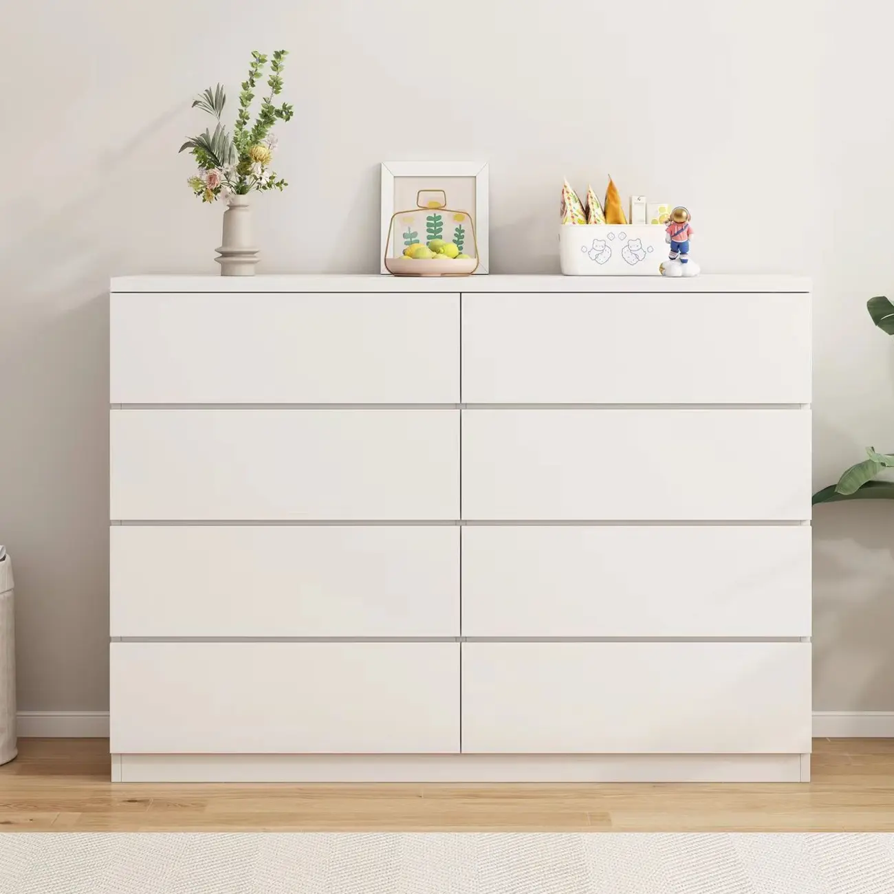 Minimalist Geometric White Manufactured Wood Bedroom Chest Image - 1 | homeyfad