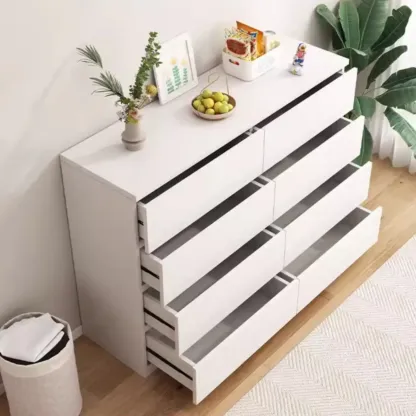 Minimalist Geometric White Manufactured Wood Bedroom Chest Image - 4